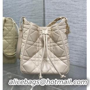 Buy Discount Dior Medium D-Motion Bag in Macrocannage Lambskin 0806 Ivory White 2025