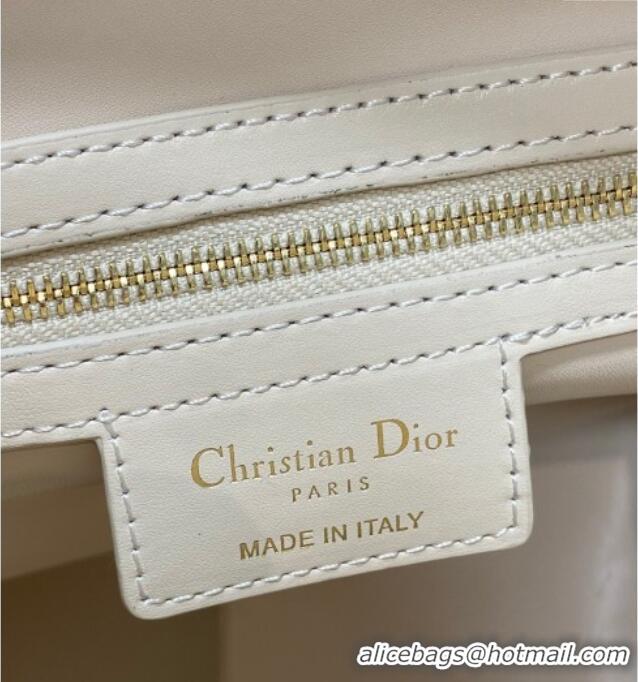 Buy Discount Dior Medium D-Motion Bag in Macrocannage Lambskin 0806 Ivory White 2025
