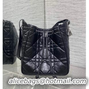 Unique Grade Dior Medium D-Motion Bag in Macrocannage Crinkled Calfskin 0806 Black 2025