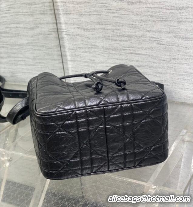 Unique Grade Dior Medium D-Motion Bag in Macrocannage Crinkled Calfskin 0806 Black 2025