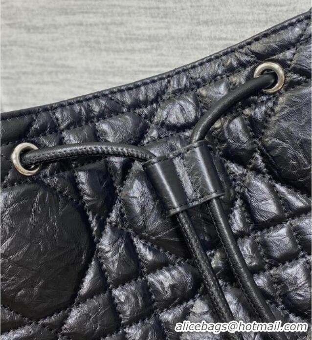 Unique Grade Dior Medium D-Motion Bag in Macrocannage Crinkled Calfskin 0806 Black 2025