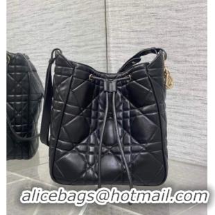 Buy Fashionable Dior Medium D-Motion Bag in Macrocannage Lambskin 0806 Black 2025