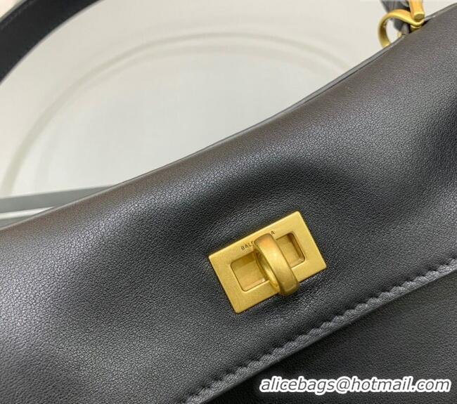 Good Product Balenciaga Rodeo Small Handbag In Smooth Calfskin And Aged-gold Hardware 78972 Black 2024