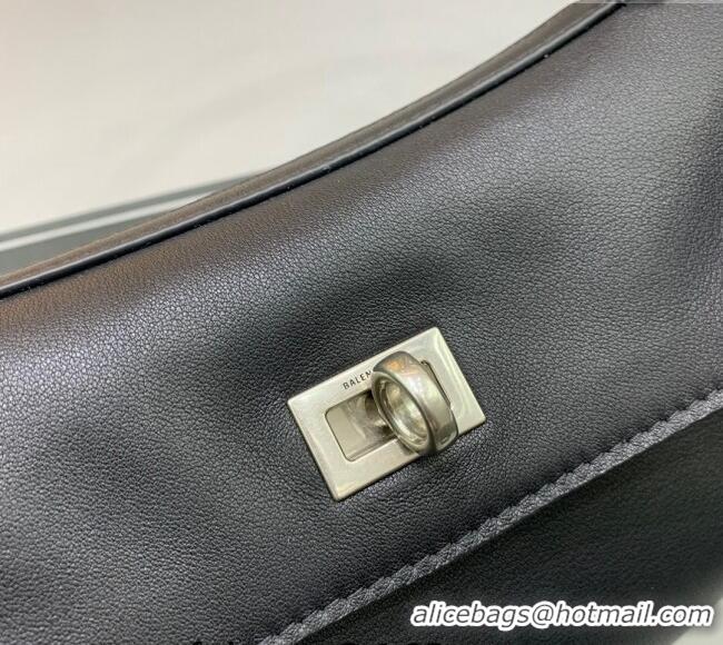 Discount Balenciaga Rodeo Small Handbag In Smooth Calfskin And Aged-silver Hardware 78972 Black 2024