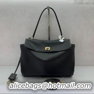 Promotional Balenciaga Rodeo Medium Handbag In Smooth Calfskin With Aged-gold Hardware 78972 Black 2024