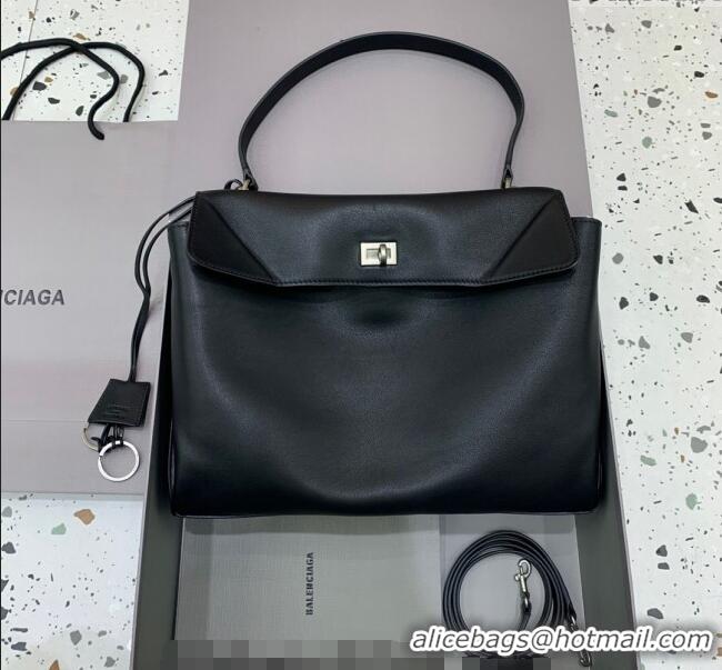 Best Price Balenciaga Rodeo Medium Handbag In Smooth Calfskin With Aged-silver Hardware 78972 Black 2024