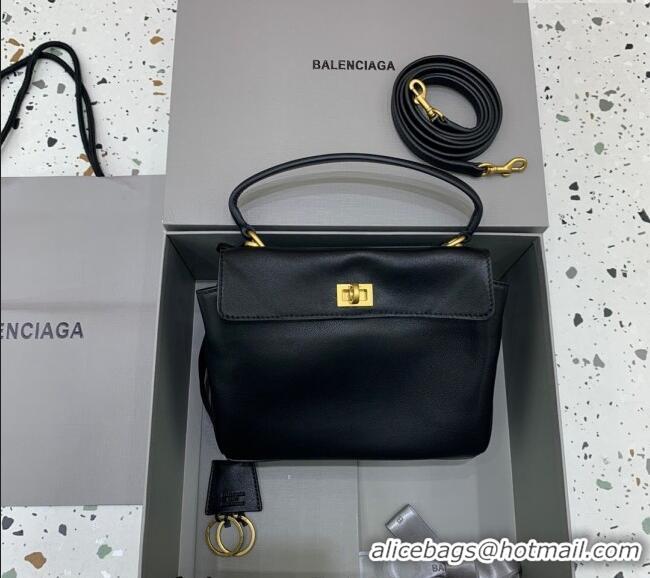 Super Quality Balenciaga Rodeo Mini Handbag In Smooth Calfskin With Aged-gold Hardware 78972 Black 2024