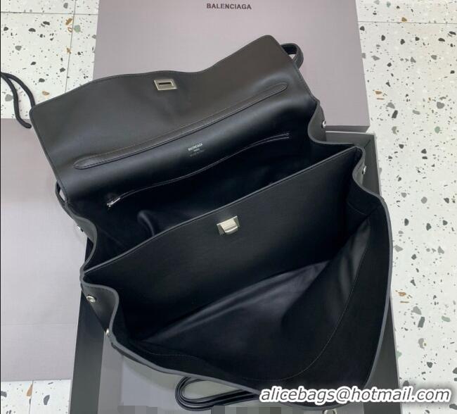 New Fashion Balenciaga Rodeo Large Handbag In Smooth Calfskin With Aged-silver Hardware 78972 Black 2024