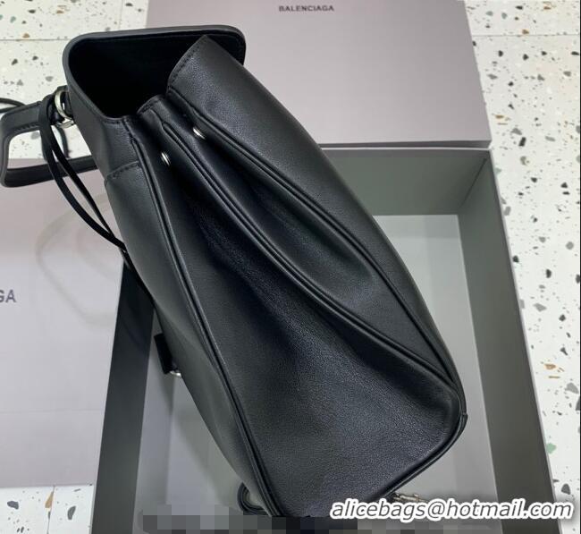 New Fashion Balenciaga Rodeo Large Handbag In Smooth Calfskin With Aged-silver Hardware 78972 Black 2024