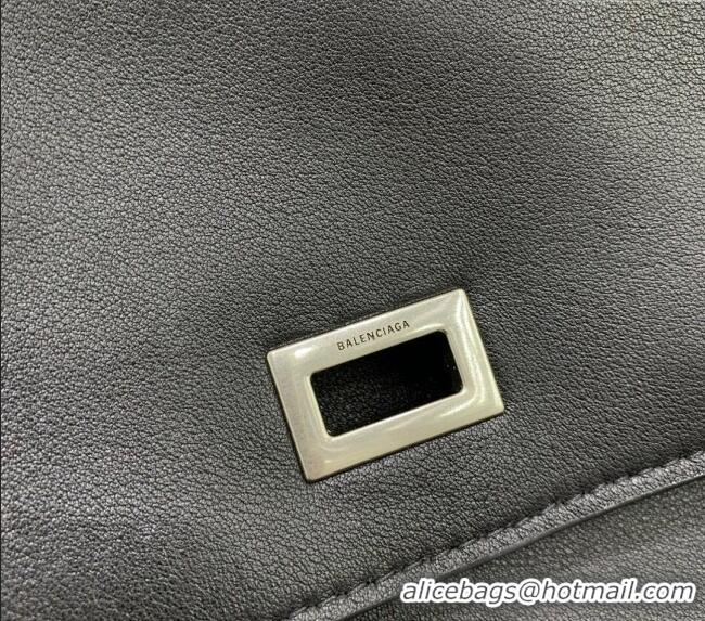 New Fashion Balenciaga Rodeo Large Handbag In Smooth Calfskin With Aged-silver Hardware 78972 Black 2024