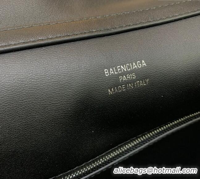 New Fashion Balenciaga Rodeo Large Handbag In Smooth Calfskin With Aged-silver Hardware 78972 Black 2024