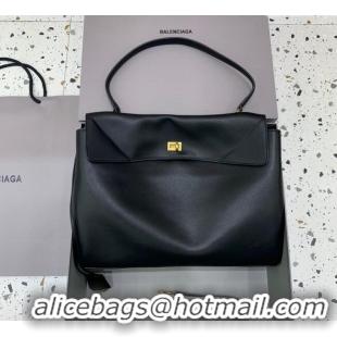 Top Quality Balenciaga Rodeo Large Handbag In Smooth Calfskin With Aged-gold Hardware 78972 Black 2024