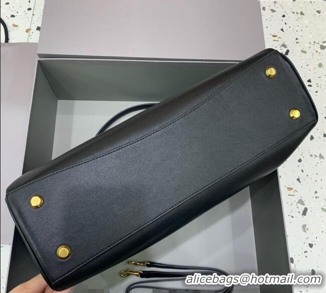 Top Quality Balenciaga Rodeo Large Handbag In Smooth Calfskin With Aged-gold Hardware 78972 Black 2024
