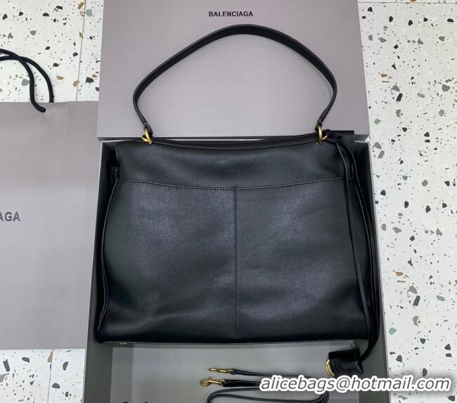 Top Quality Balenciaga Rodeo Large Handbag In Smooth Calfskin With Aged-gold Hardware 78972 Black 2024