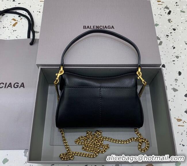 Luxury Cheap Balenciaga Rodeo Nano Bag With Chain In Smooth Calfskin With Aged-gold Hardware 48082 black 2025