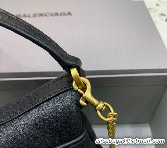 Luxury Cheap Balenciaga Rodeo Nano Bag With Chain In Smooth Calfskin With Aged-gold Hardware 48082 black 2025