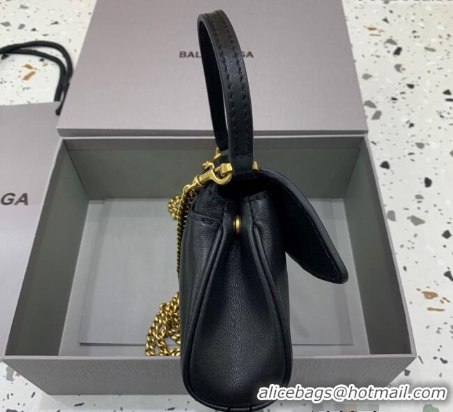 Luxury Cheap Balenciaga Rodeo Nano Bag With Chain In Smooth Calfskin With Aged-gold Hardware 48082 black 2025