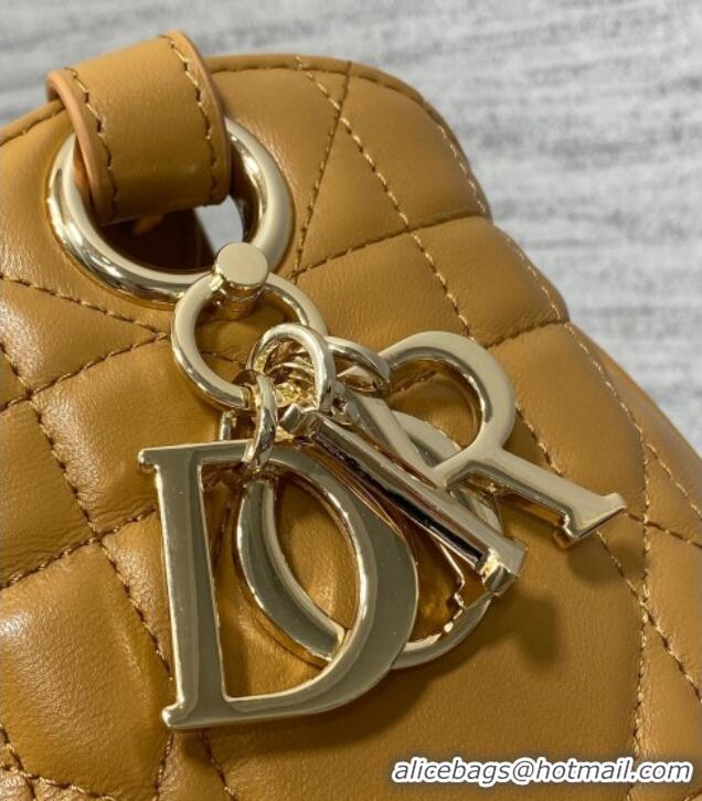 Top Grade Dior Medium D-Motion Bag in Macrocannage Lambskin Gold-Tone 0806 2025