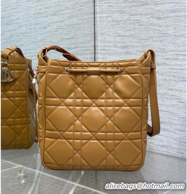 Top Grade Dior Medium D-Motion Bag in Macrocannage Lambskin Gold-Tone 0806 2025