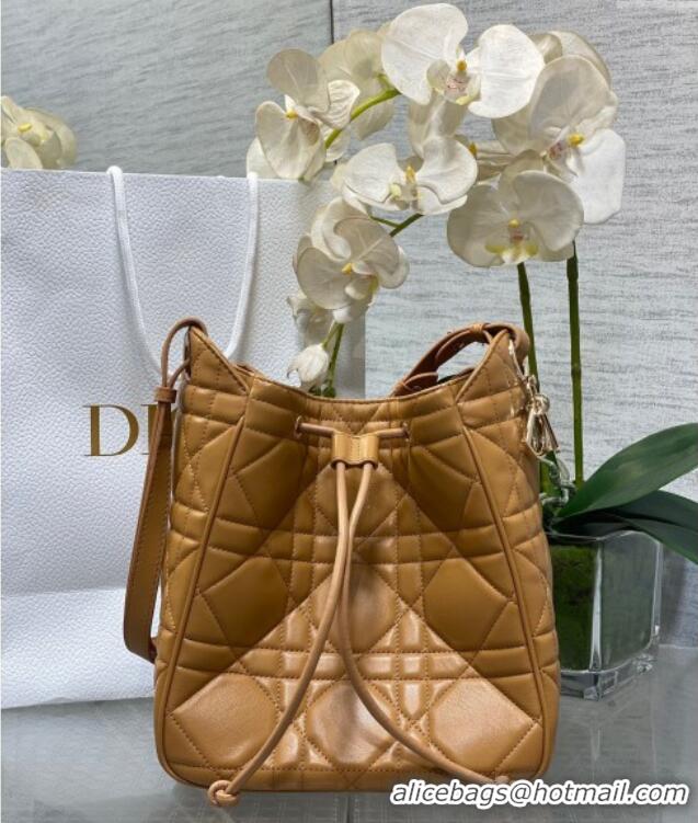 Top Grade Dior Medium D-Motion Bag in Macrocannage Lambskin Gold-Tone 0806 2025