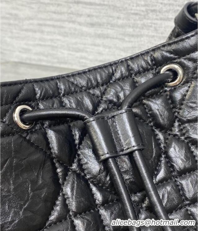Luxury Cheap Dior Small D-Motion Bag in Macrocannage Crinkled Calfskin 2851 Black 2025