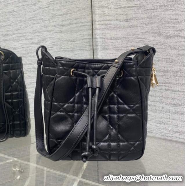 Famous Brand Dior Small D-Motion Bag in Macrocannage Lambskin 2851 Black 2025