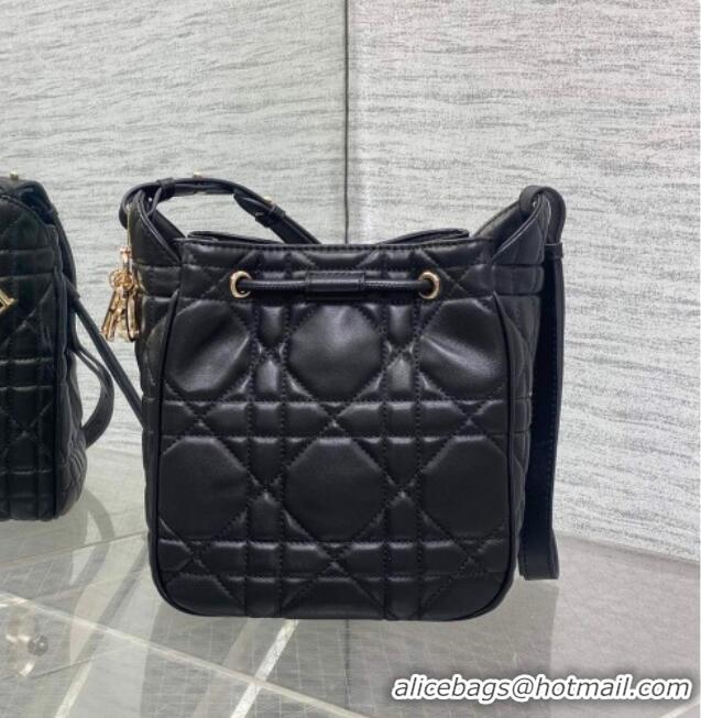 Famous Brand Dior Small D-Motion Bag in Macrocannage Lambskin 2851 Black 2025