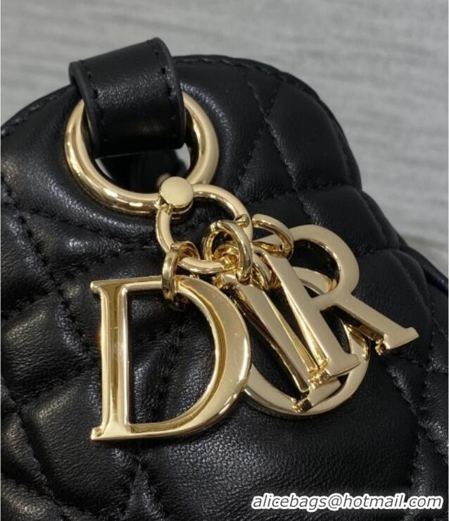 Famous Brand Dior Small D-Motion Bag in Macrocannage Lambskin 2851 Black 2025