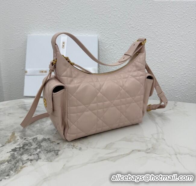 Shop Fashion Dior Medium D-Dream Bag in Macrocannage Lambskin M6323 Powder Pink 2025