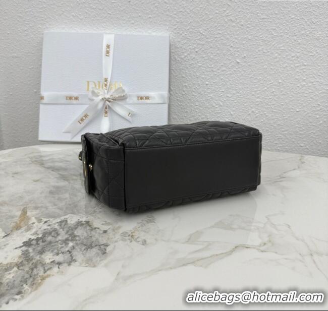 Good Quality Dior Medium D-Dream Bag in Macrocannage Lambskin M6323 Black 2025