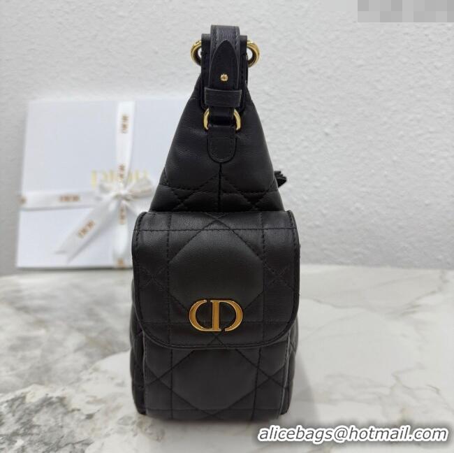 Good Quality Dior Medium D-Dream Bag in Macrocannage Lambskin M6323 Black 2025