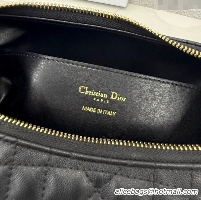 Good Quality Dior Medium D-Dream Bag in Macrocannage Lambskin M6323 Black 2025