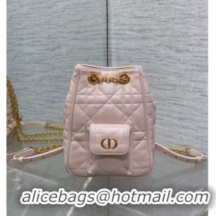 New Style Dior Mini Caro Multicarry Backpack Bag in Macrocannage Lambskin M3375 Powder Pink 2025