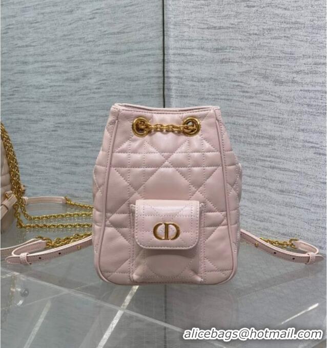 New Style Dior Mini Caro Multicarry Backpack Bag in Macrocannage Lambskin M3375 Powder Pink 2025