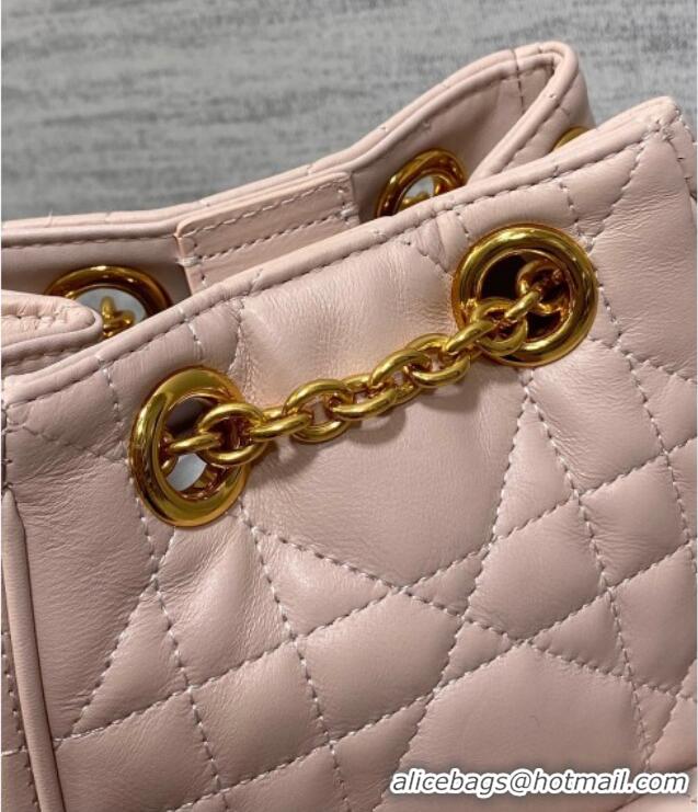New Style Dior Mini Caro Multicarry Backpack Bag in Macrocannage Lambskin M3375 Powder Pink 2025