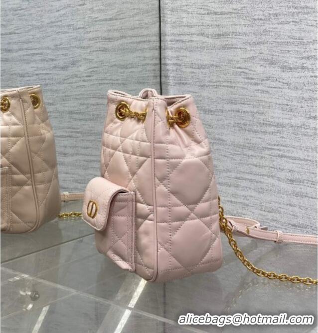 New Style Dior Mini Caro Multicarry Backpack Bag in Macrocannage Lambskin M3375 Powder Pink 2025