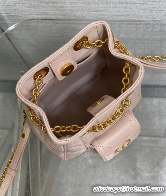 New Style Dior Mini Caro Multicarry Backpack Bag in Macrocannage Lambskin M3375 Powder Pink 2025