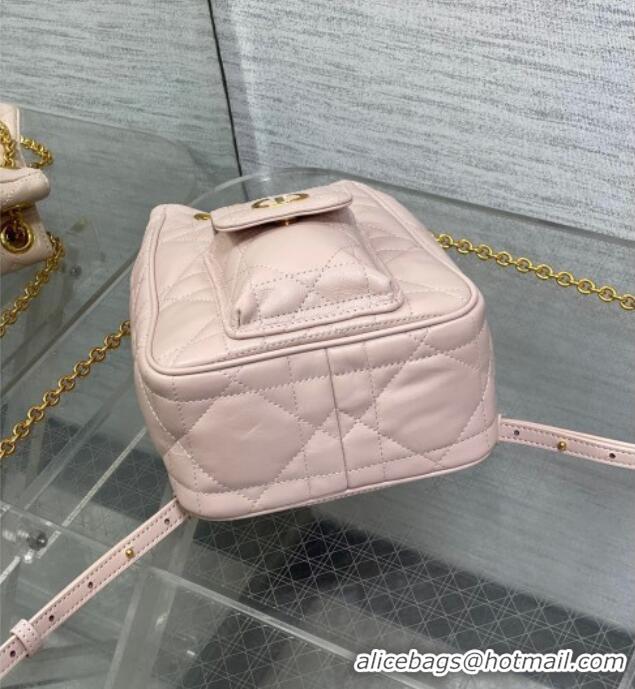 New Style Dior Mini Caro Multicarry Backpack Bag in Macrocannage Lambskin M3375 Powder Pink 2025