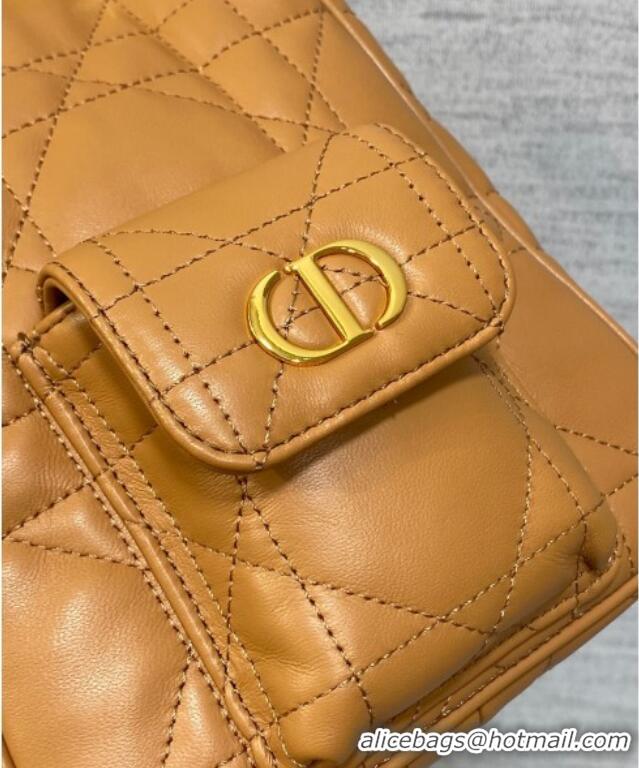 Best Quality Dior Mini Caro Multicarry Backpack Bag in Macrocannage Lambskin Gold-Tone M3375 2025