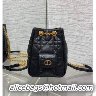 Popular Style Dior Mini Caro Multicarry Backpack Bag in Macrocannage Lambskin M3375 Black 2025