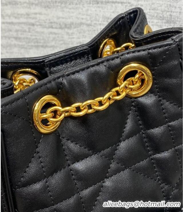 Popular Style Dior Mini Caro Multicarry Backpack Bag in Macrocannage Lambskin M3375 Black 2025