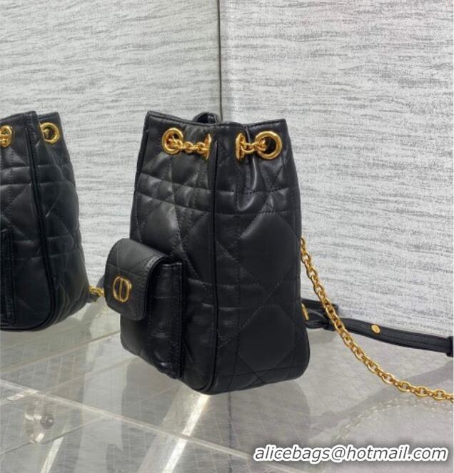 Popular Style Dior Mini Caro Multicarry Backpack Bag in Macrocannage Lambskin M3375 Black 2025