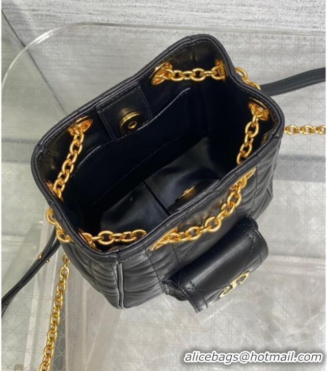 Popular Style Dior Mini Caro Multicarry Backpack Bag in Macrocannage Lambskin M3375 Black 2025