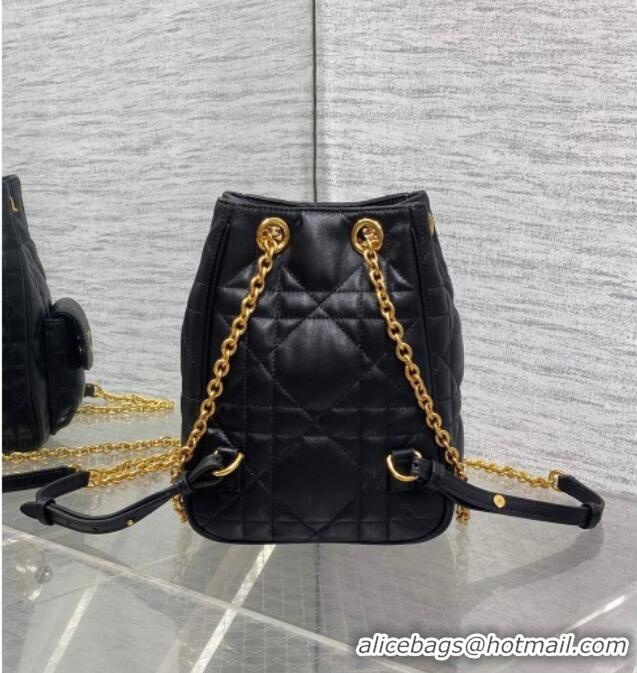Popular Style Dior Mini Caro Multicarry Backpack Bag in Macrocannage Lambskin M3375 Black 2025