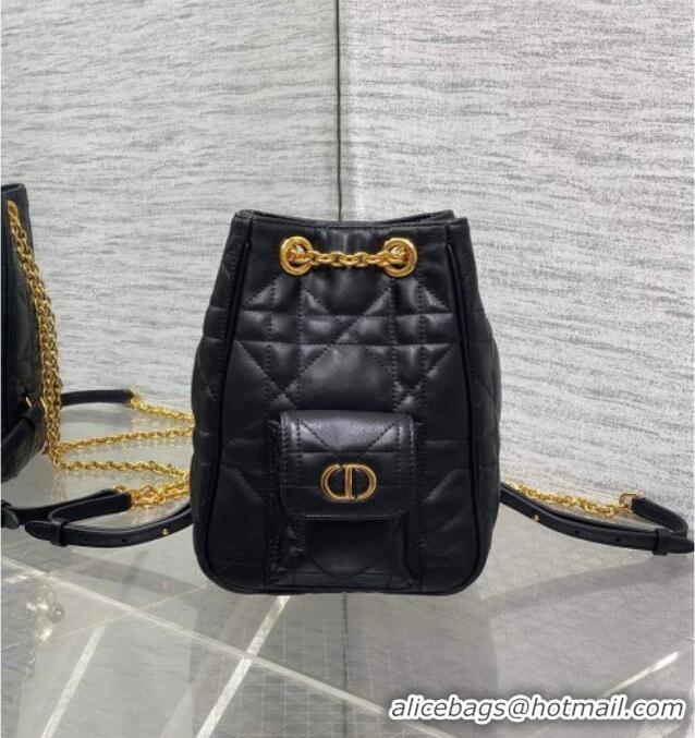 Popular Style Dior Mini Caro Multicarry Backpack Bag in Macrocannage Lambskin M3375 Black 2025