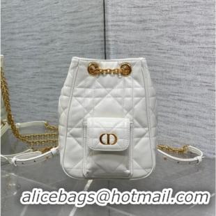 Famous Brand Dior Mini Caro Multicarry Backpack Bag in Macrocannage Lambskin M3375 White 2025