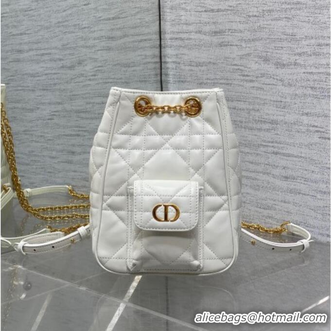 Famous Brand Dior Mini Caro Multicarry Backpack Bag in Macrocannage Lambskin M3375 White 2025