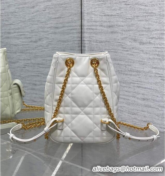 Famous Brand Dior Mini Caro Multicarry Backpack Bag in Macrocannage Lambskin M3375 White 2025
