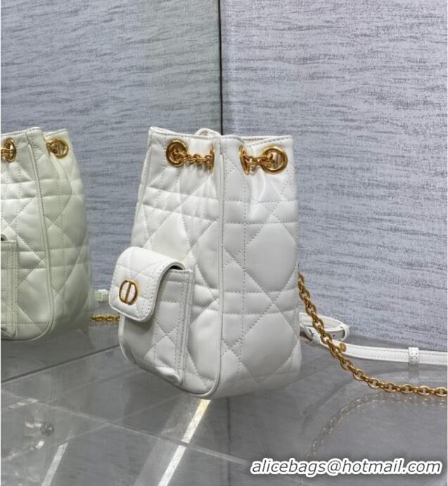 Famous Brand Dior Mini Caro Multicarry Backpack Bag in Macrocannage Lambskin M3375 White 2025