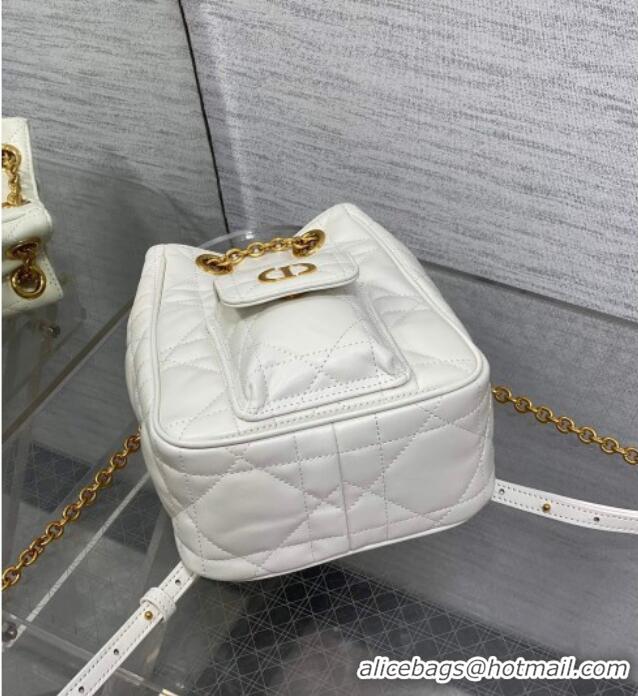 Famous Brand Dior Mini Caro Multicarry Backpack Bag in Macrocannage Lambskin M3375 White 2025